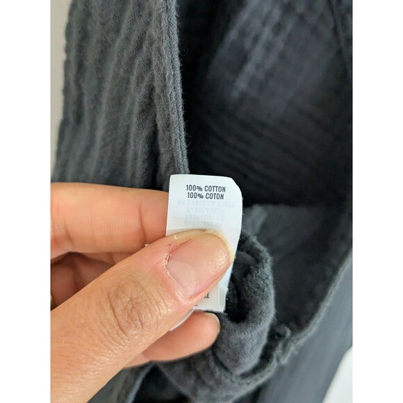 Aerie Lightweight Rolled Leg Gray Gauze Overalls Sz M Art Teacher Relaxed Fit - Picture 11 of 11
